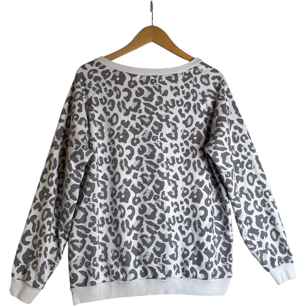 Ecowish Leopard Print Sweatshirt Women’s XL Gray Crewneck Pullover EUC - Picture 5 of 8